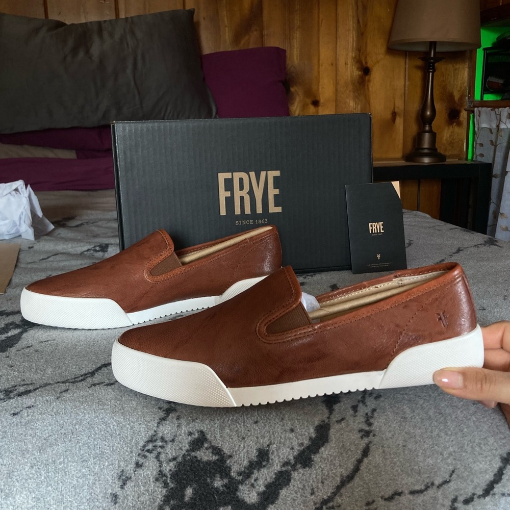 Frye MIA Cognac Slip-On Loafer Shoes - Picture 4 of 5